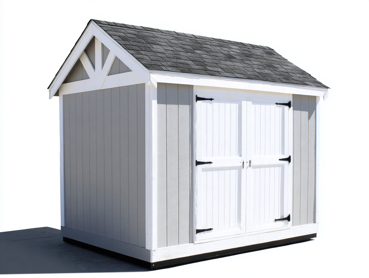 Casetta da giardino - Legno - 240x185x225 cm - Grigio chiaro-Bianco-Nero - Stile classico