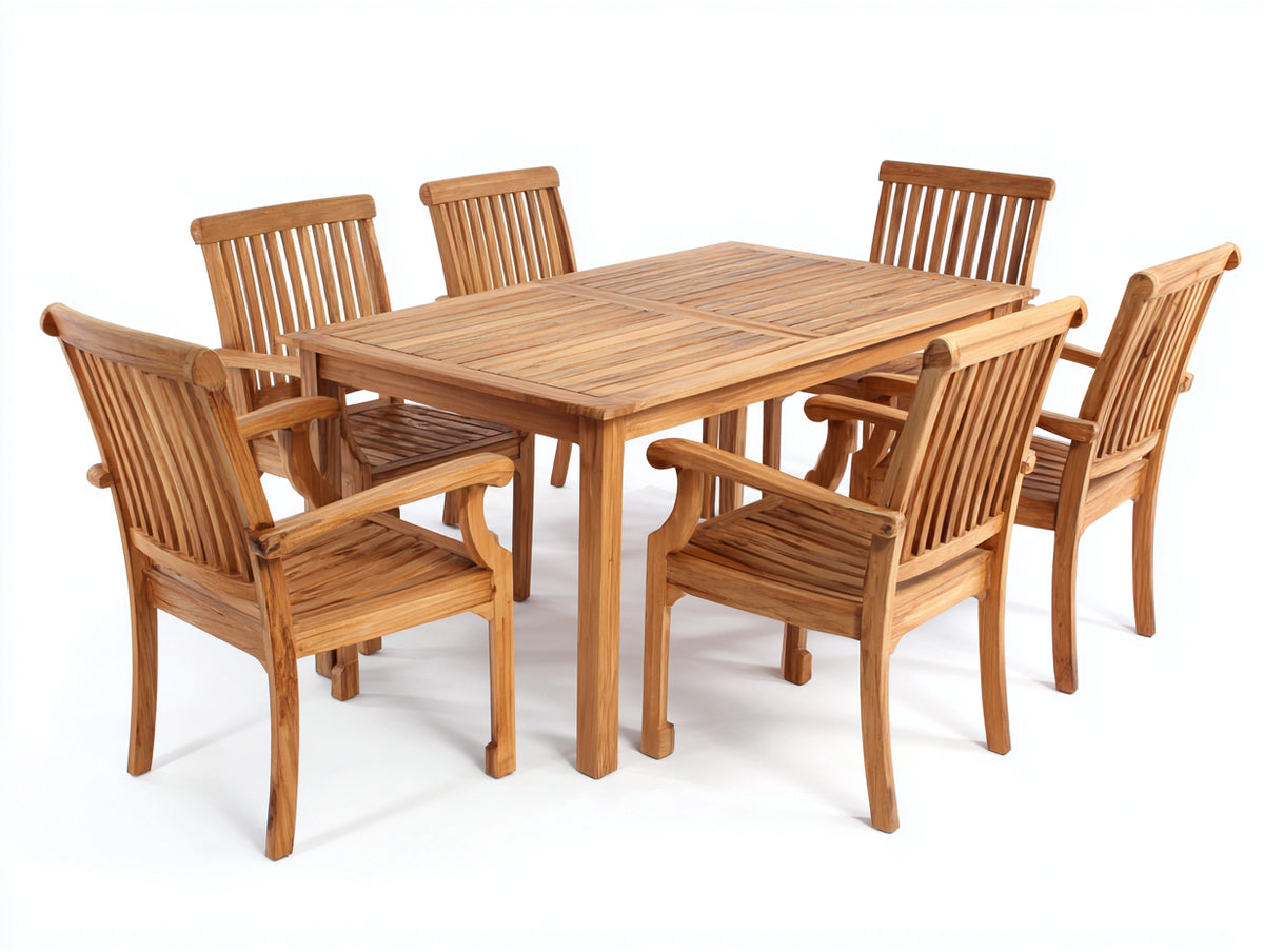 Set da pranzo da esterno - Legno - 165x100x75 cm - Marrone miele - Stile rustico