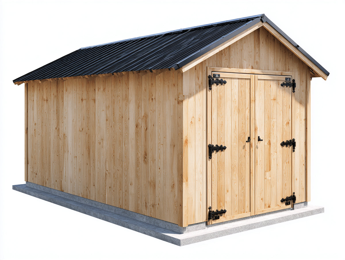 Casetta da giardino - Legno - 340x260x245 cm - Marrone chiaro-Nero - Stile moderno