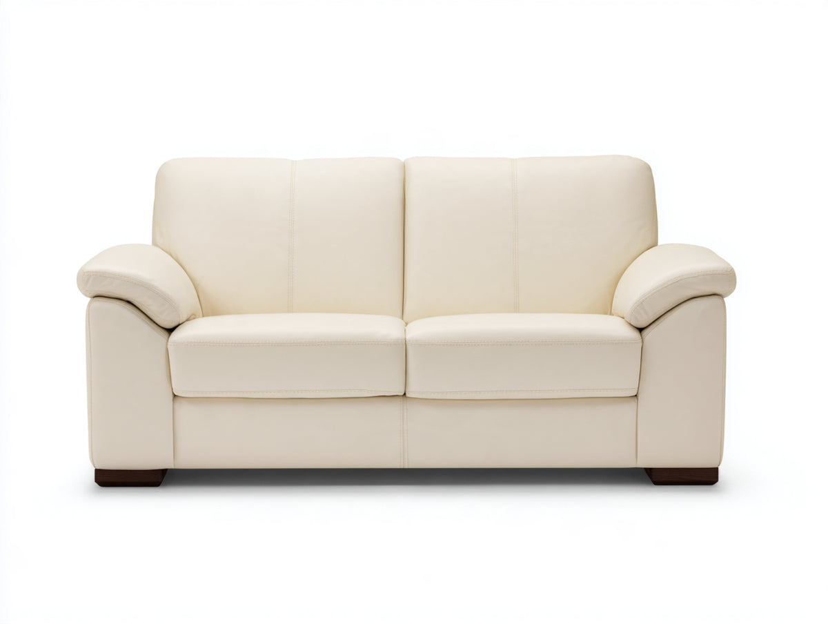 Divano a due posti-Pelle-190x92x86 cm-Avorio-Design moderno