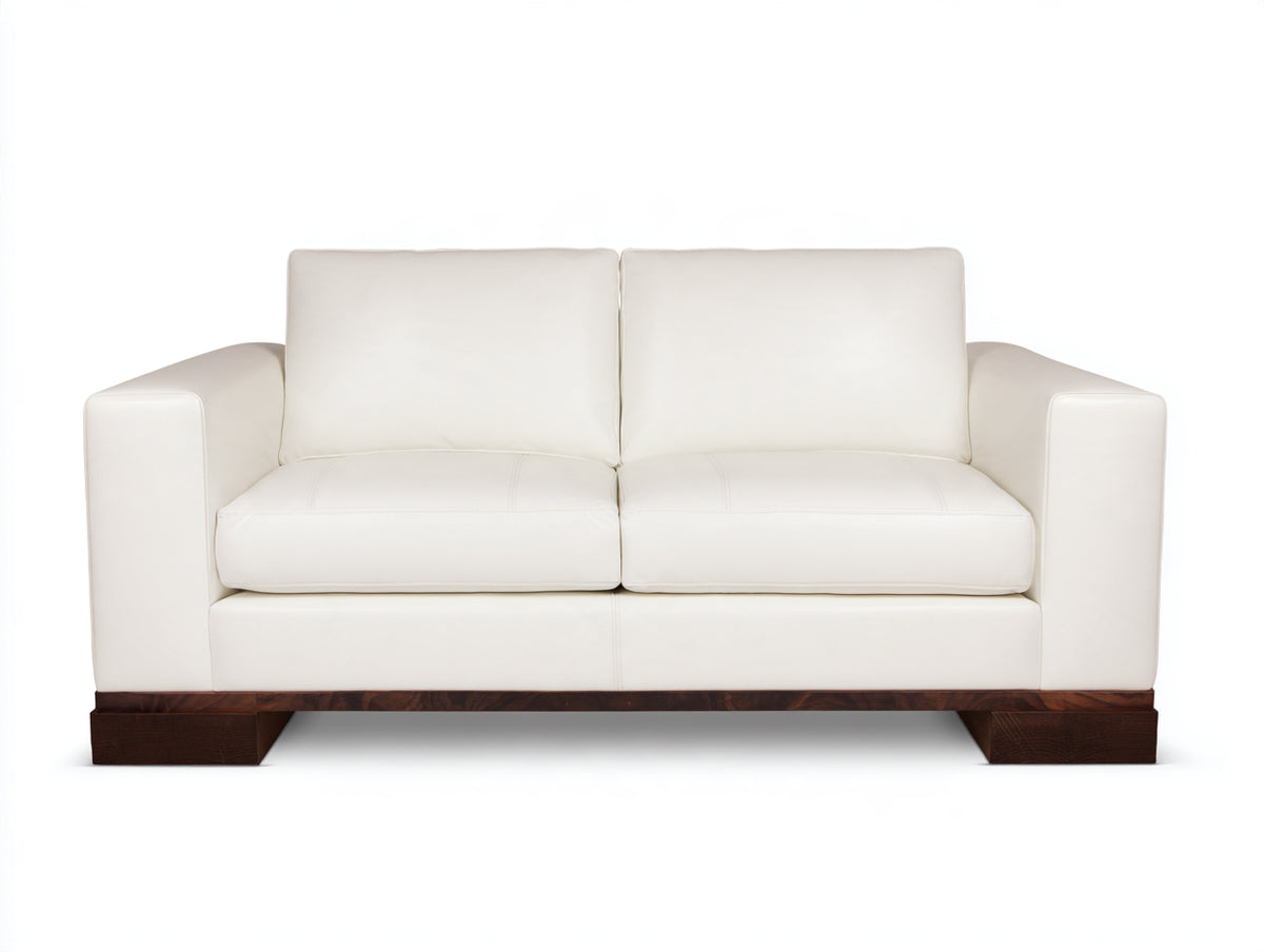 Divano a due posti-Pelle-188x94x88 cm-Bianco-Design contemporaneo