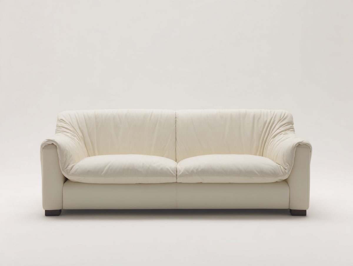 Divano a due posti-Pelle-185x92x84 cm-Bianco-Design classico