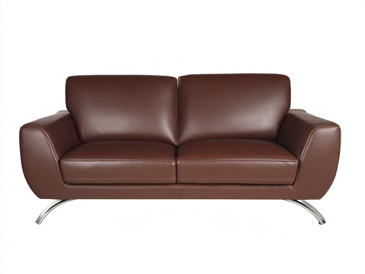 Divano a due posti - Pelle Metallo - 188x90x82 cm - Marrone - Moderno