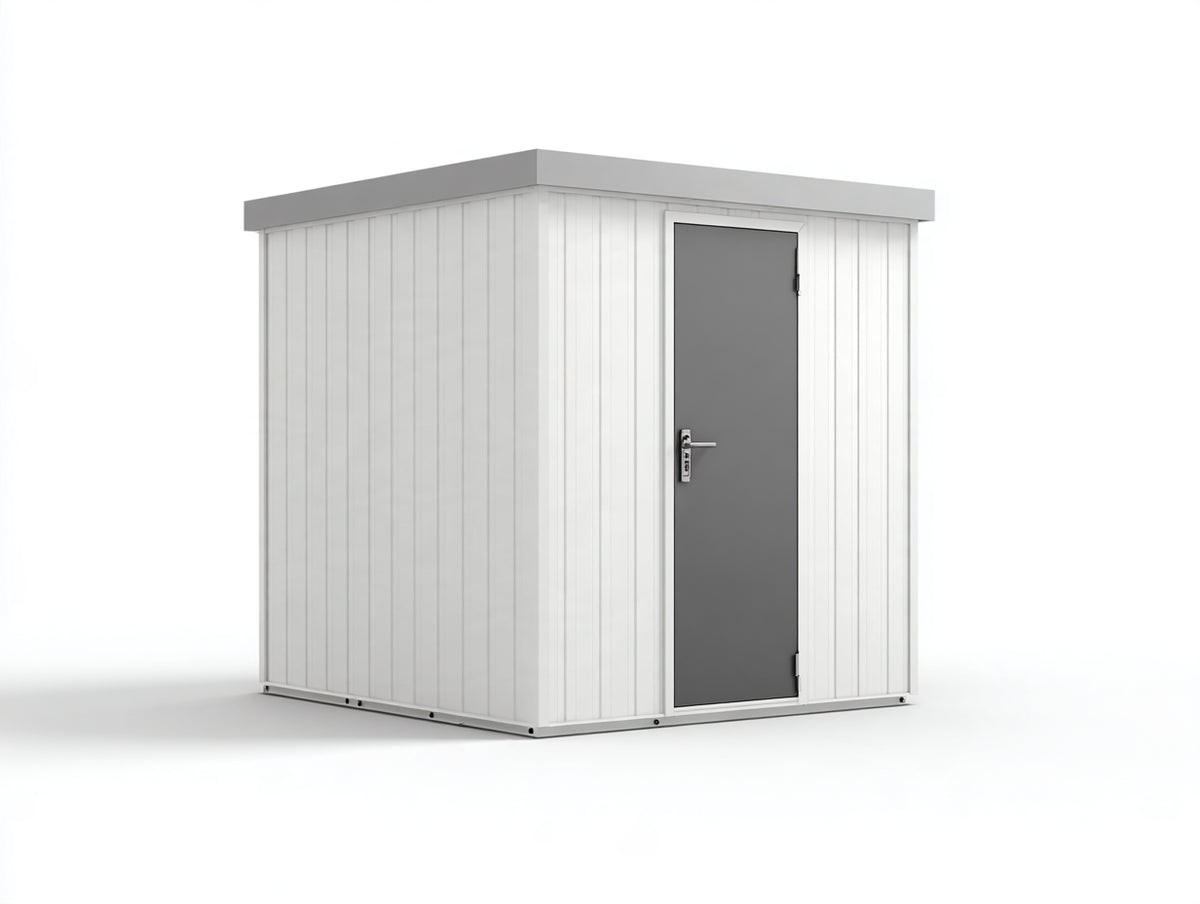 Casetta da giardino - metallo - 280x220x210 cm - bianco-grigio - stile moderno