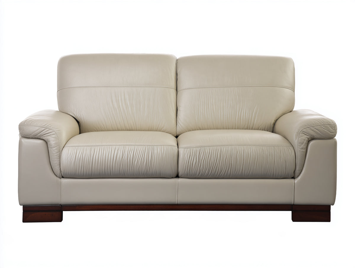 Divano a due posti-Pelle-180x90x85 cm-Beige chiaro-Design moderno