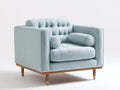Poltrona - Tessuto-Legno - 86x82x88 cm - Azzurro chiaro-Marrone - Stile moderno