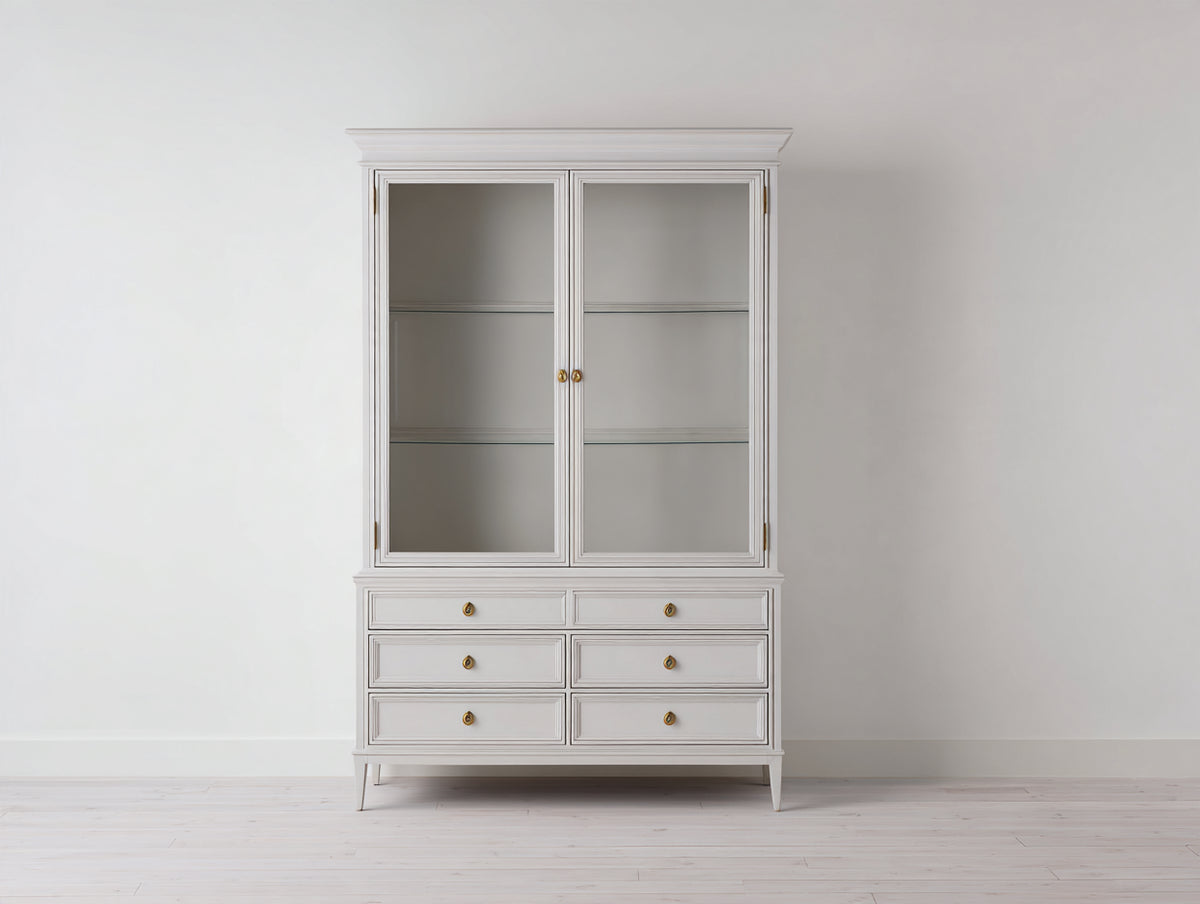 Vetrina- Legno-Vetro-100x40x190 cm-Bianco-Stile classico moderno