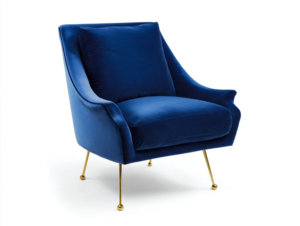 Poltrona - Velluto - 84x80x86 cm - Blu-Oro - Stile moderno