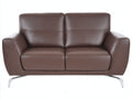Divano a due posti - Pelle Metallo - 185x88x82 cm - Marrone - Moderno