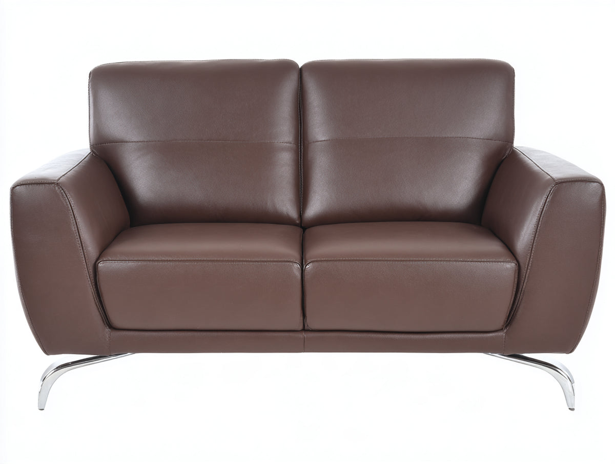Divano a due posti - Pelle Metallo - 185x88x82 cm - Marrone - Moderno