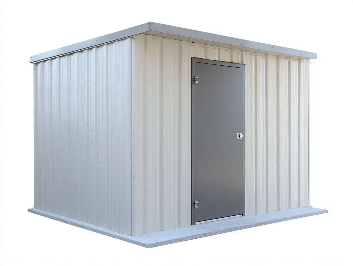 Casetta da giardino - metallo - 360x280x230 cm - bianco-grigio - stile moderno