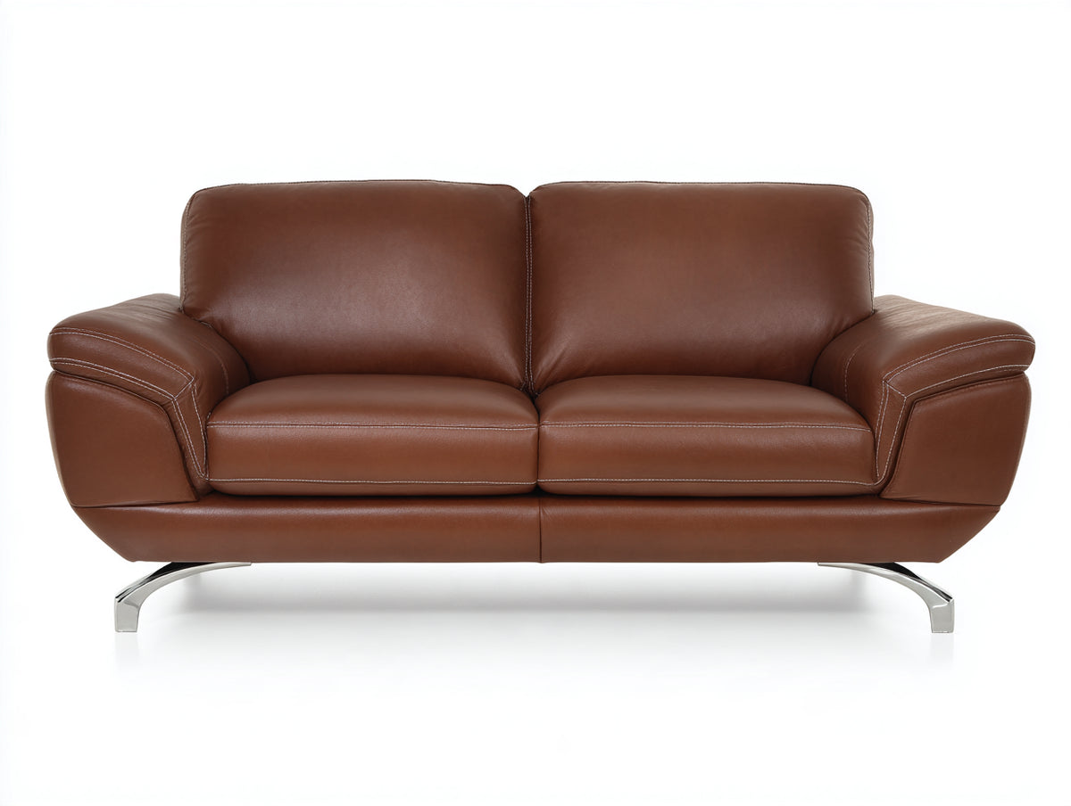 Divano a due posti - Pelle Metallo - 190x90x85 cm - Marrone - Moderno